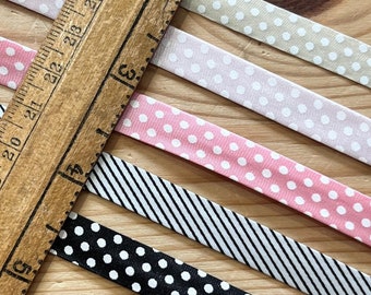 Satin Bias Binding - 10mm/ 3/8" wide - By the Metre - Various Colours