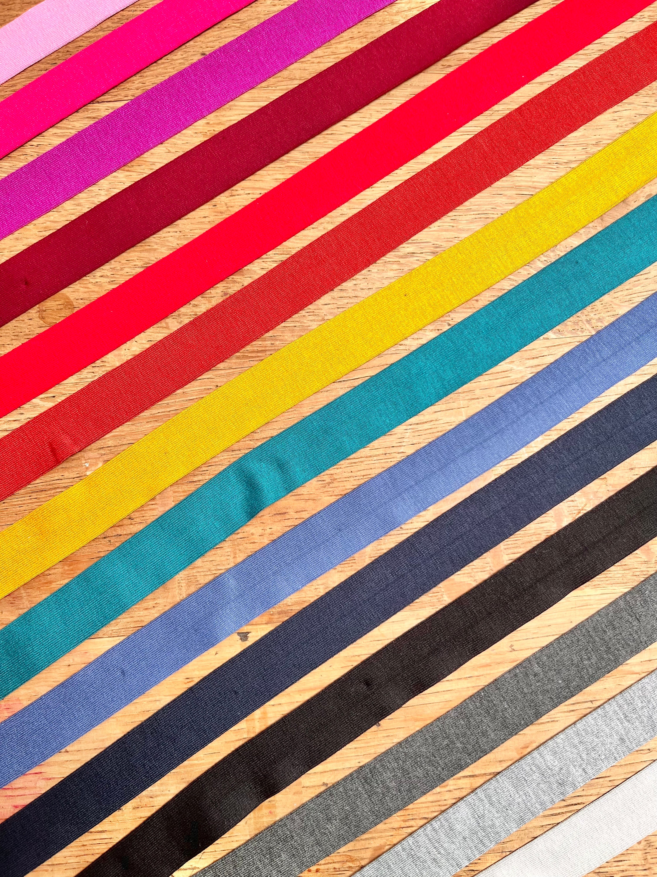 Soft and Stretchy Jersey/ Knit Binding - 20mm - All the Colours! By the Metre