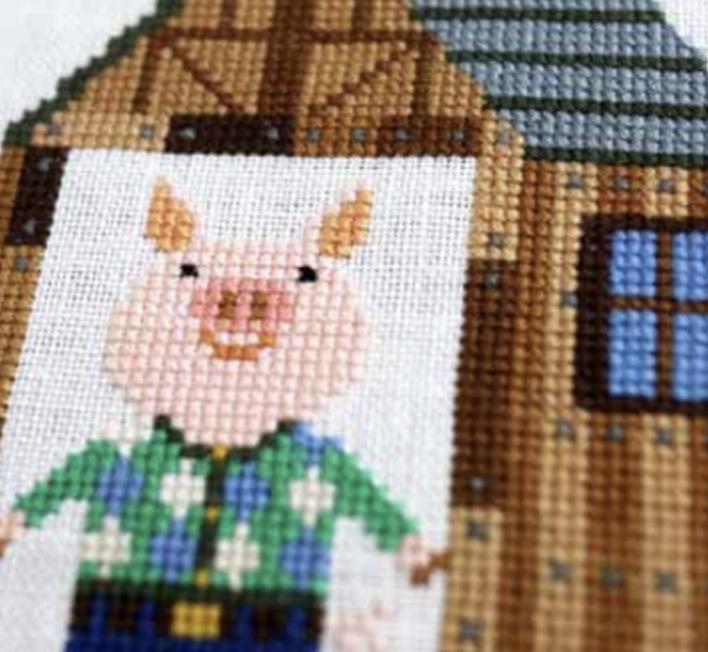 3匹の子豚　クロスステッチ完成品 三匹の子豚のクロスステッチパターン – ゲラ！かわいい刺繍 - Etsy 日本