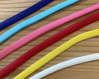 NEW Soft Elastic Colourful - Ganel Banded Stretch Elastic for Hairbands and Straps 5mm / 1/6 inch x 1 Metre