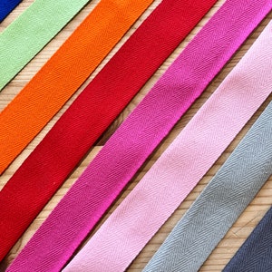 Herringbone Twill Apron Strap Tape 100% Cotton 1&quot;/25mm wide - Lots of Colours! Sold by the metre