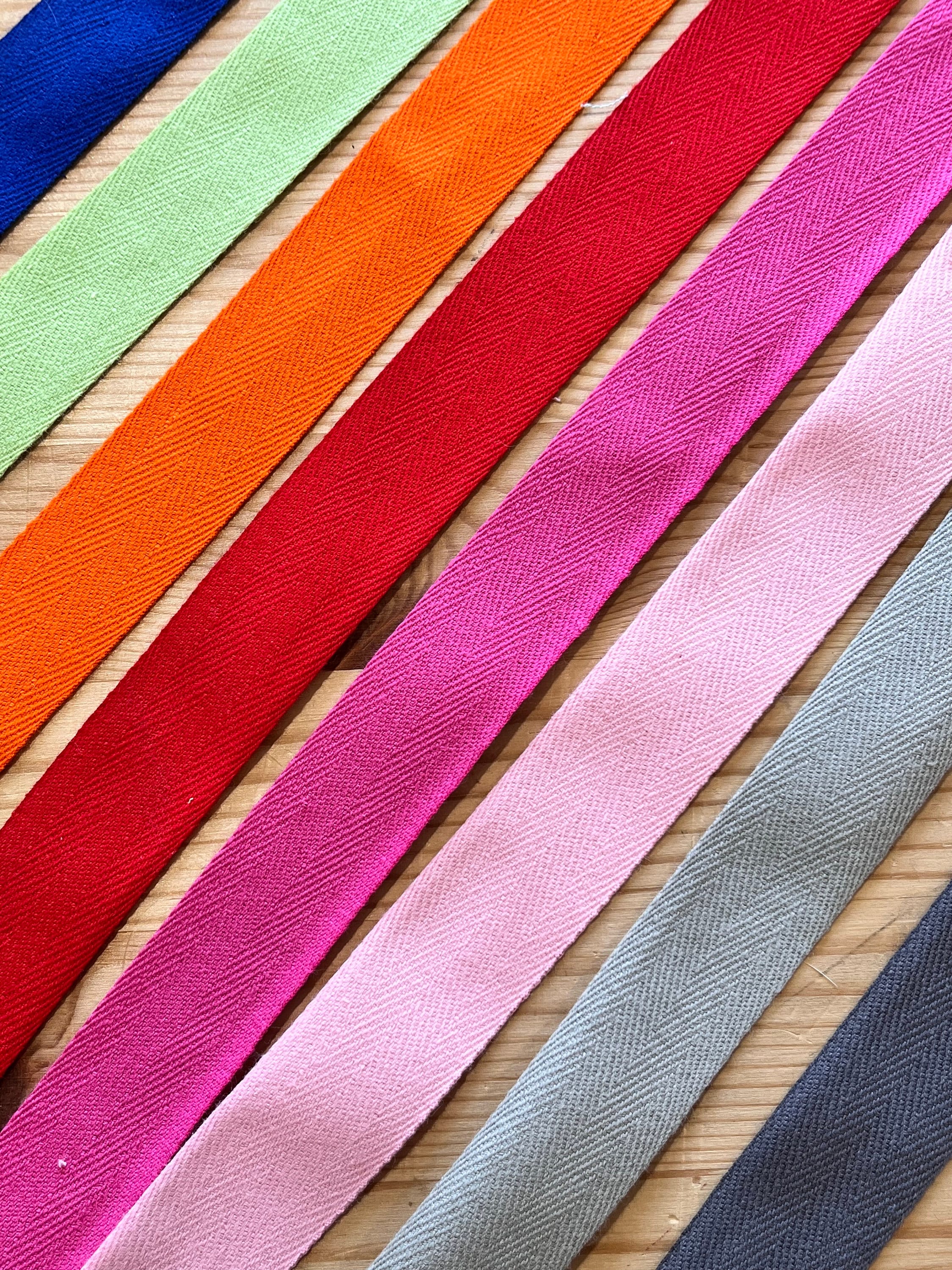 Herringbone Twill Apron Strap Tape 100% Cotton 1"/25mm wide - Lots of Colours! Sold by the metre