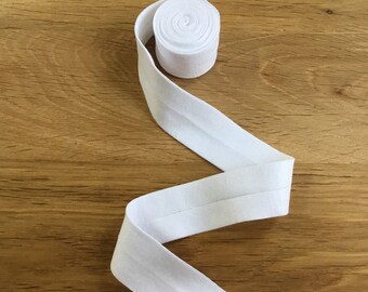 Jersey/ Knit Binding Tape - Single Fold - White - 20mm - by the metre