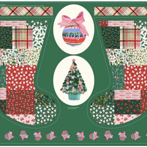 Jumbo Patchwork Christmas Stocking Panel - Lewis and Irene - Cotton Fabric Sewing Kit