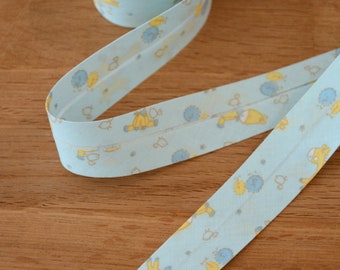 20mm Bias Tape - Single Fold - Baby Blue Giraffe - by the metre