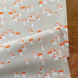 Grey Mushrooms - Far Far Away 3 by Heather Ross - Fabric by the 1/4m