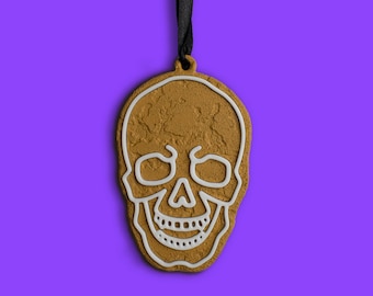 Laughing Skull Halloween Christmas Spookmas cookie ornament or magnet