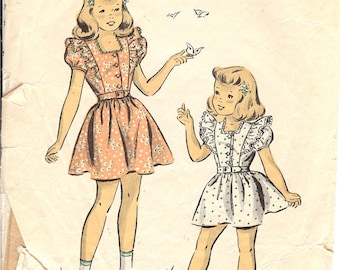 Rare Du Barry 6047 1940's Childs and Girls Dress Sewing Pattern  ID523