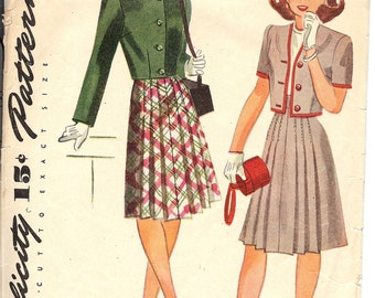 Simplicity 1107 Pattern  1944 Teen-Age Bolero and Skirt  ID535