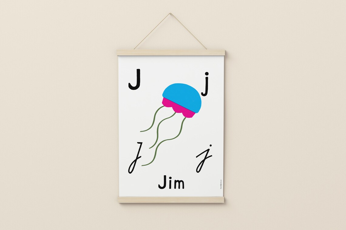 Personalized Letter Art Print Custom Name Print Illustrated | Etsy