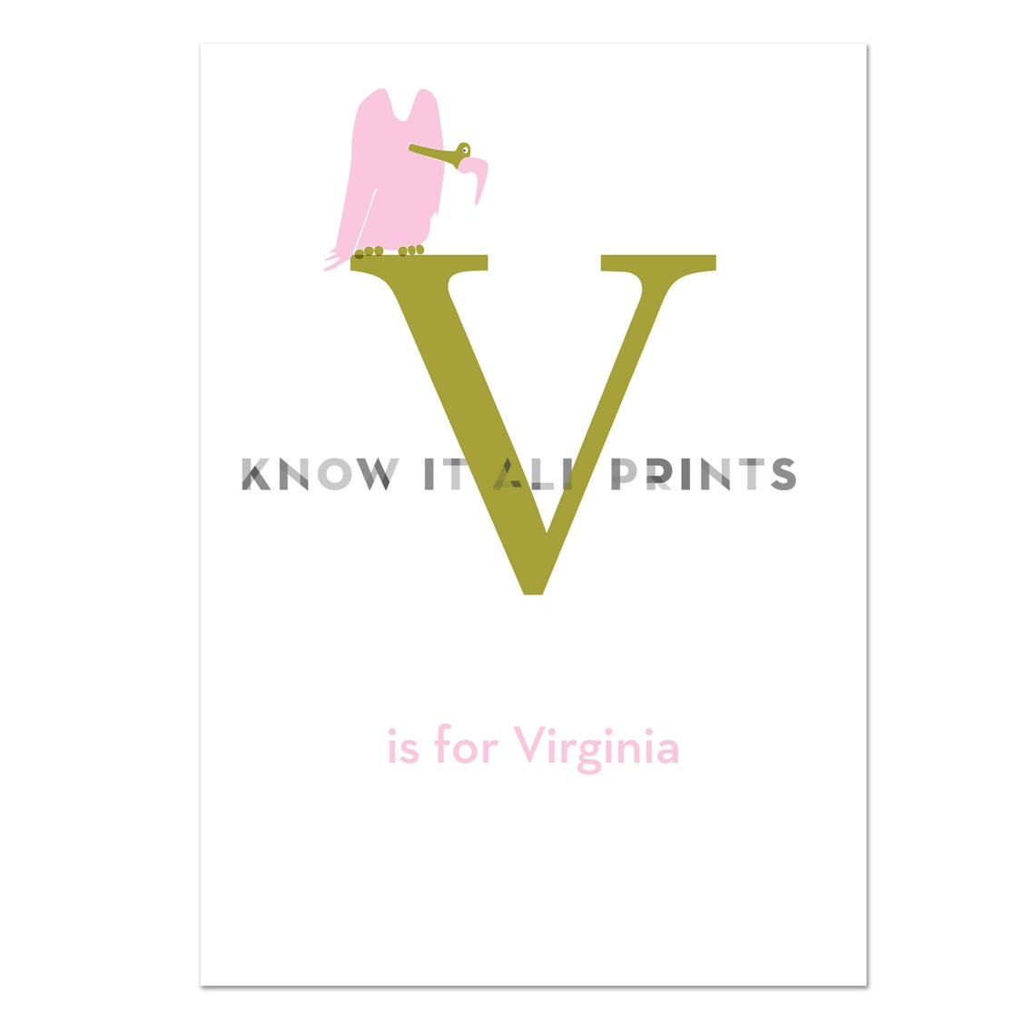Letter V Alphabet Print Letter Poster for Nursery Kids ...