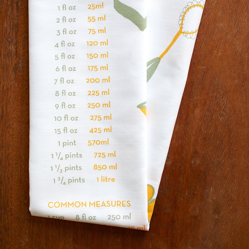 Kitchen Conversion Tea Towel with metric and imperial Etsy