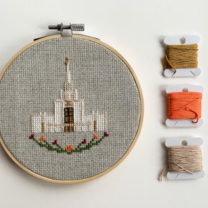 Denver Colorado Temple Cross Stitch Pattern | LDS Temple art | modern cross stitch | PDF digital download | DIY Craft | Hoop Art