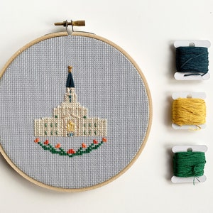 Houston Texas Temple Cross Stitch Pattern | LDS Temple art | modern cross stitch | PDF digital download | DIY Craft | Hoop Art