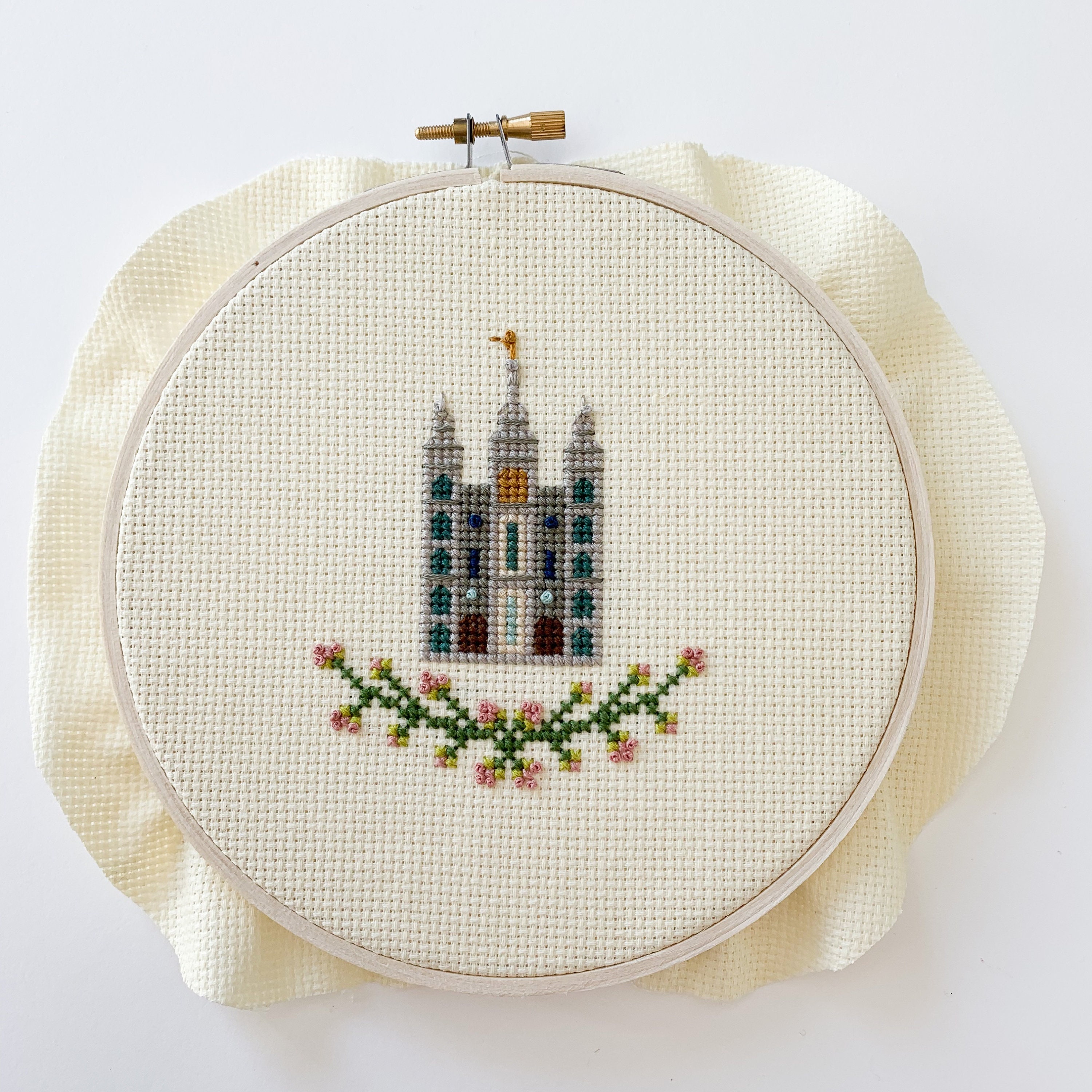Salt Lake City Temple Cross Stitch Pattern LDS Temple Art Modern Cross