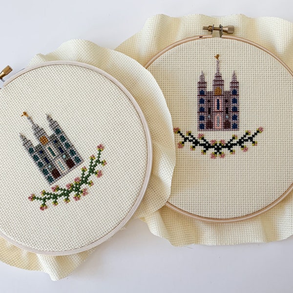 Salt Lake City Temple Cross Stitch Pattern | LDS Temple art | Modern cross stitch | PDF digital download | DIY Craft | Hoop Art