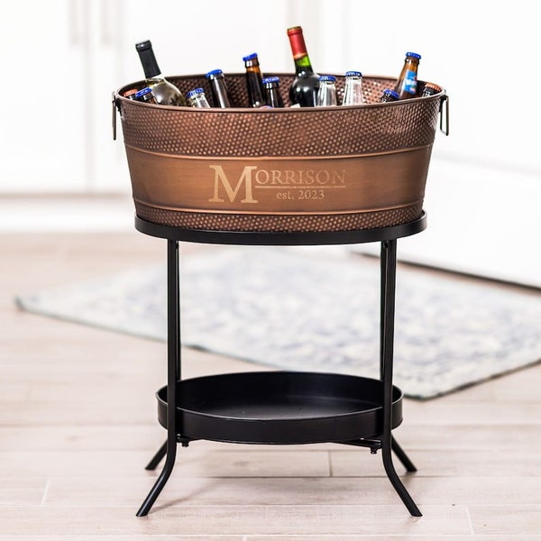 Customized Copper Beverage Tub with Stand: The Perfect Gift for Weddings, Housewarmings, Special Occasions, Anniversary Party Gifts, Unique