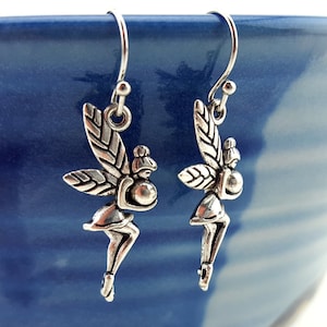 Fairy earrings - Fairy jewelry - Nymph earrings - Fairy Orb - Faerie earrings - Faerie with orb - Fairy magic - Silver fairy earrings - elf