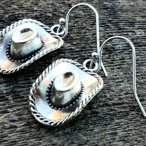 Cowgirl earrings - cowboy hat earrings - western hat earrings - horse earrings - silver cowgirl jewelry - cowboy boots - horse shoes western