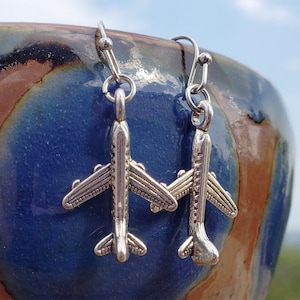 Silver plane earrings - Travel earrings - Airline attendant earrings - silver planes - flying jewelry - flying earrings - travel jewelry