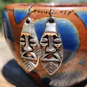 Tiki Earrings - Tiki gods - tropical vacation earrings - Tiki torches - tiki god earrings - silver tiki Handmade earrings - charm earrings