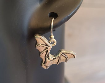 Bat earrings - silver bat charm earrings - vampire bat earrings - bats everywhere - silver bats - Handmade earrings - Halloween earrings