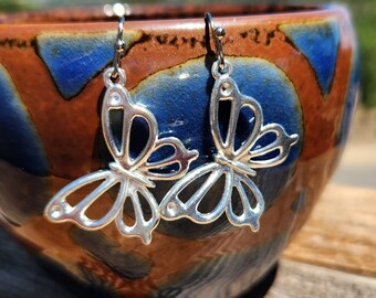 Silver butterfly earrings - butterfly charm earrings - eras earrings - flying butterflies Handmade earrings - butterfly charm earrings
