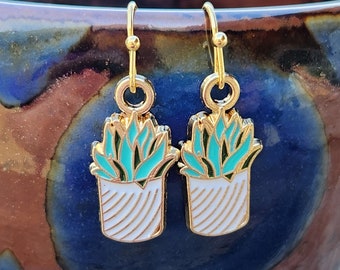 Aloe plant earrings - succulent charms - succulent earrings -Plant earrings - houseplants - plant charm earrings - potted plants earrings