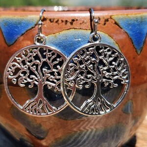 Tree of life earrings - silver tree earrings - tree of life charms - nature theme earrings - outdoor tree Handmade earrings - charm earrings