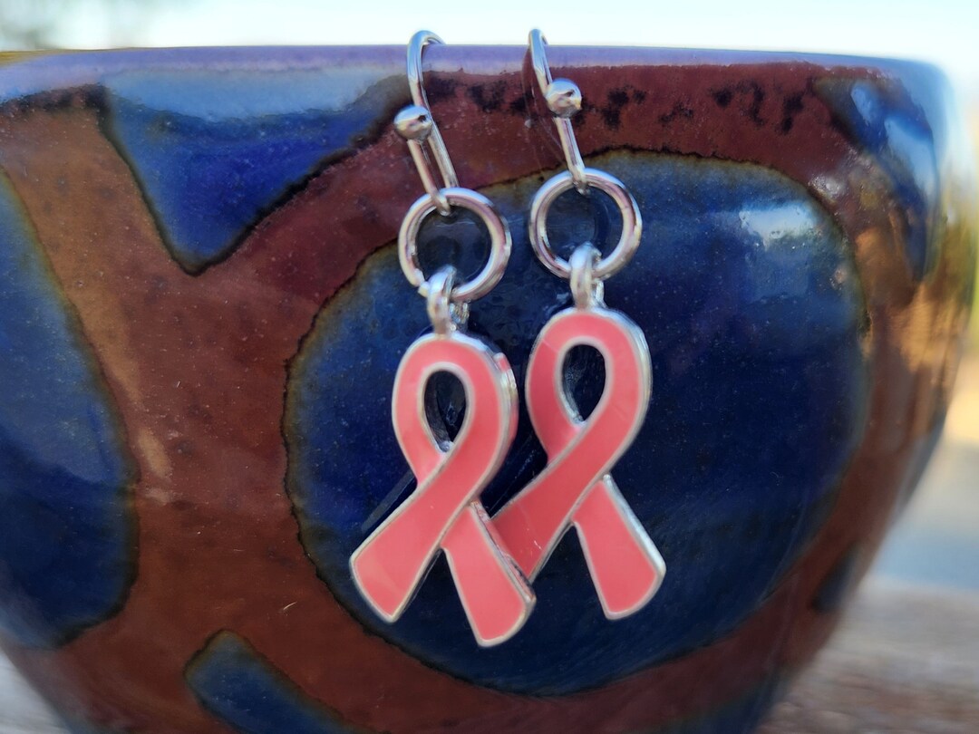 Pink Ribbon Earrings Breast Cancer Awareness Ribbons Pink Ribbon