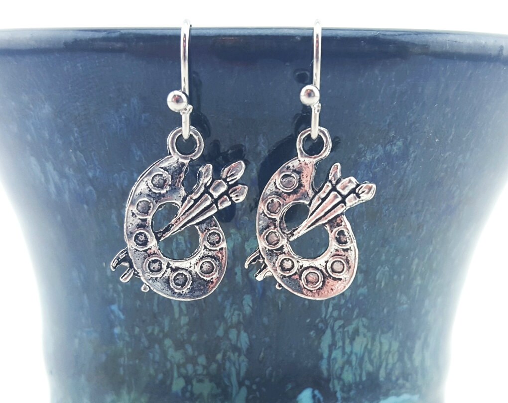 Artist's palette earrings painters earrings artist Etsy