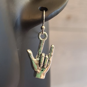 I love you earrings - sign language earrings - i love you sign language - signing i love you earrings - Handmade earrings - charm earrings