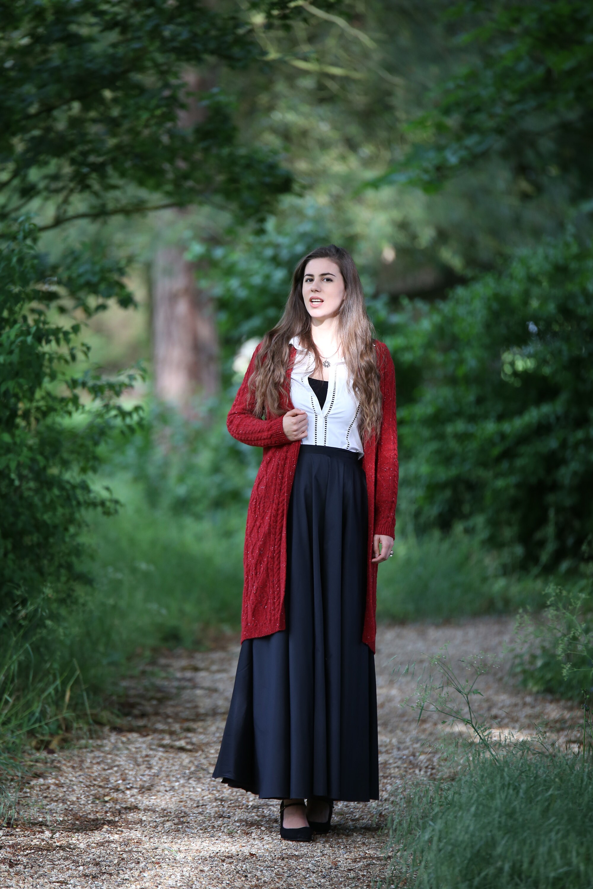 Image of Aran Cardigan Knitted Jacket Red