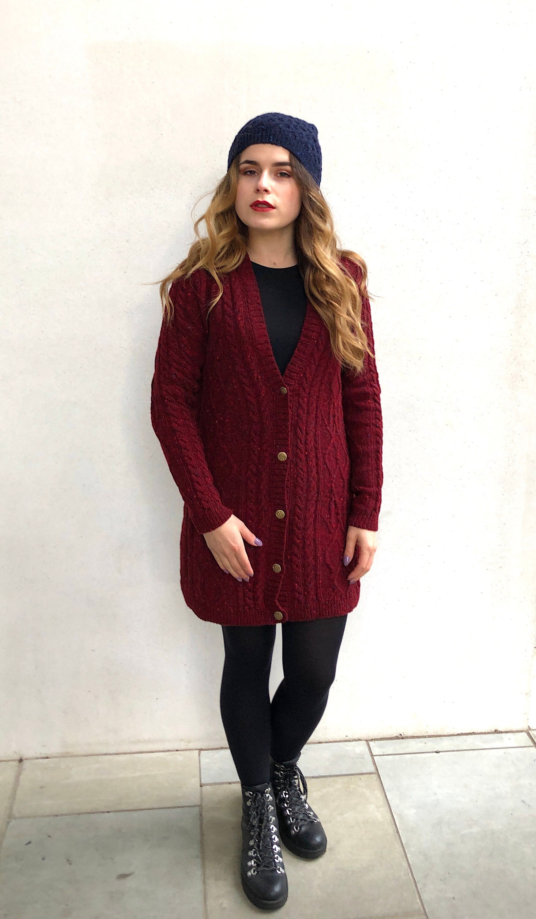 Knitted Cardigan Red Cardigan Winter jacket Wool cardigan Etsy