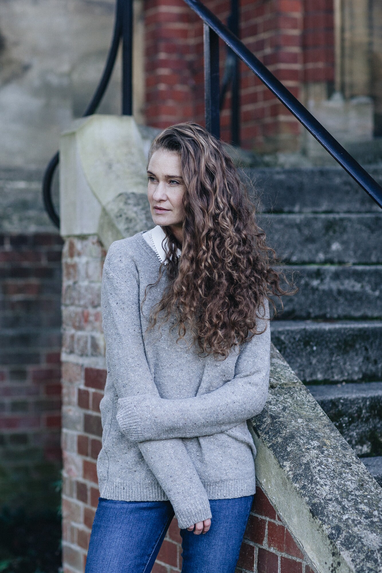 Image of Beautiful Grey Oversized Modern Jumper Knitted With Love