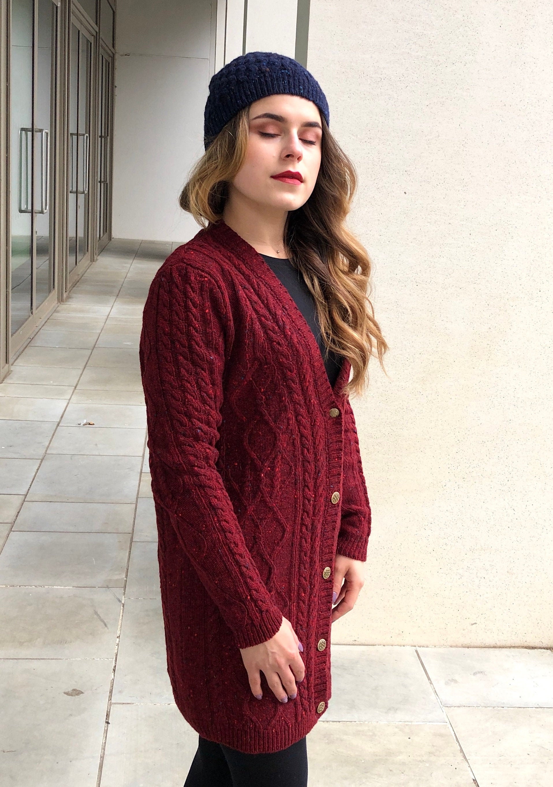 Knitted Cardigan Red Cardigan Winter jacket Wool cardigan Etsy