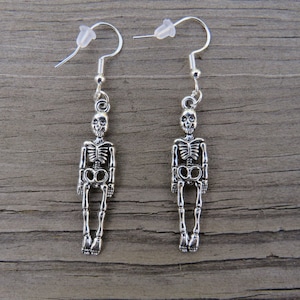 Sterling Silver Skeleton Earrings, Sterling Silver Earrings,  Hypoallergenic Earrings, Sterling Silver, Skeleton Earrings, Skeleton