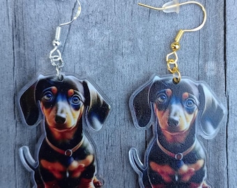 Dachshund Earrings, Sterling Silver, Sterling Gold, Dog Earrings, Hypoallergenic Earrings, Dogs, Animal Earrings, Puppy Earrings