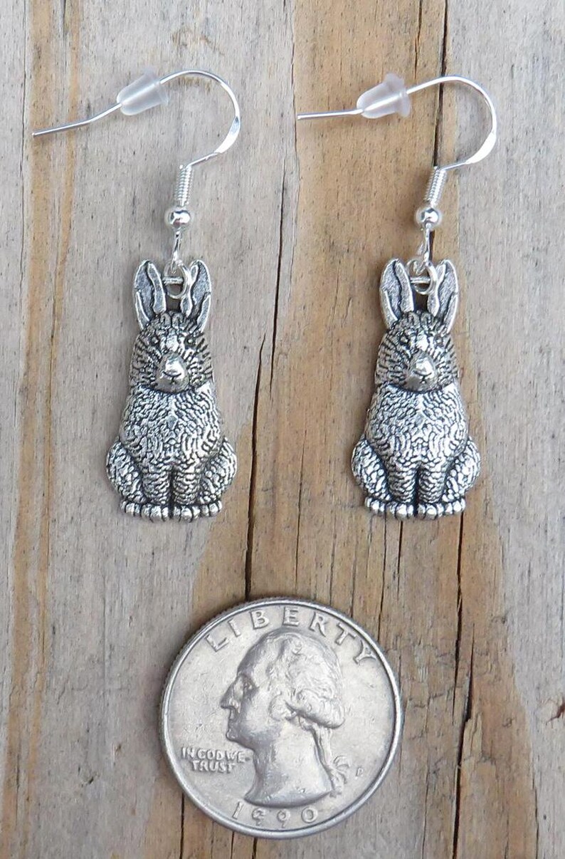 Bronze Rabbit Earring Sterling Silver Rabbit Bunny Earrings, Rabbit Earrings, Sterling Silver ...