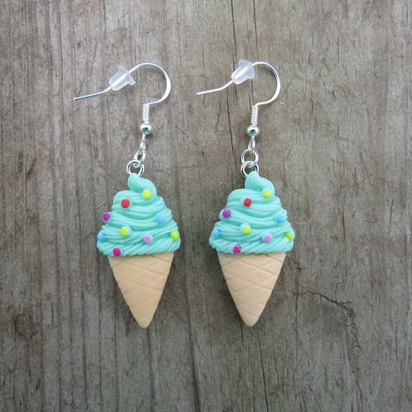 Sterling Silver Ice Cream Cone Earrings, Sterling Silver Earrings,  Hypoallergenic Earrings, Sterling Silver, Ice Cream Cone Earrings