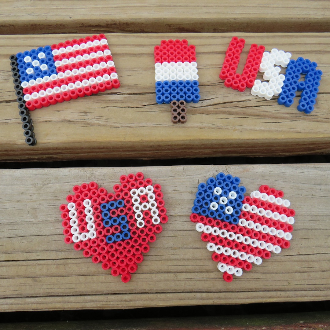 Patriotic Fourth of July Perler Bead 4th of July Etsy