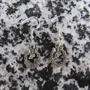 Sterling Silver Christmas Wreath Earrings, Christmas Wreath Earrings, Sterling Silver Earrings, Hypoallergenic Earrings, Wreath Earrings