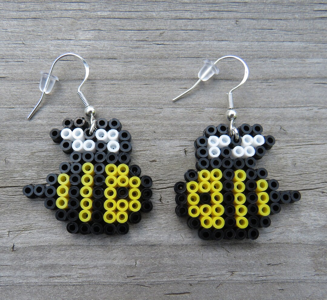 Mini Perler Bead Bee Earrings Bee Earrings Sterling Silver Etsy