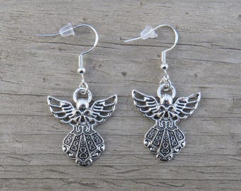Sterling Silver Angel Earrings, Angel Earrings, Sterling Silver Earrings,  Hypoallergenic Earrings, Sterling Silver, Angels, Religious