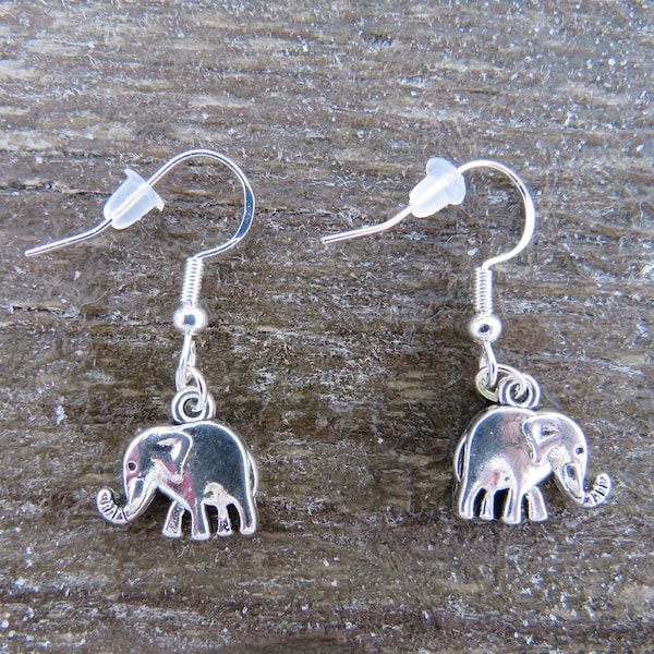 Sterling Silver Elephant Earrings, Elephant Earrings, Sterling Silver Earrings,  Hypoallergenic Earrings, Sterling Silver, Silver Elephant