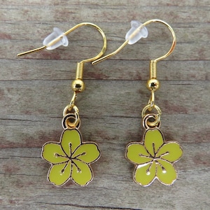 Sterling Gold Yellow Flower Earrings, Yellow Earrings, Sterling Gold, Hypoallergenic, Sterling Gold Earrings, Yellow Flower Earrings, Flower
