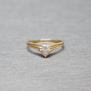 Vintage Estate C1970 14K Gold 0.05TCW Marquise Shape Cluster Guard Ring / Diamond Chevron Ring / Diamond Wedding Band Ring Guard  Sz 7