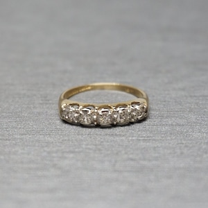 Vintage Mid Century Estate C1960 14K Two Tone Gold 0.22TCW Five-Stone Round Diamond Wedding Band / Vintage Diamond Band  Sz 6.25