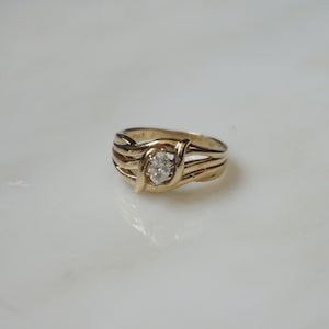 14K Marquise Diamond Ring / Vintage Estate C1970 14K Gold 0.30ct Marquise cut Diamond Engagement Ring / Marquise Solitaire Ring  Sz 5.25