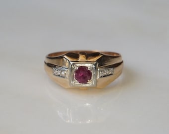 Men's Art Deco Ruby Ring / Antique True Art Deco Estate